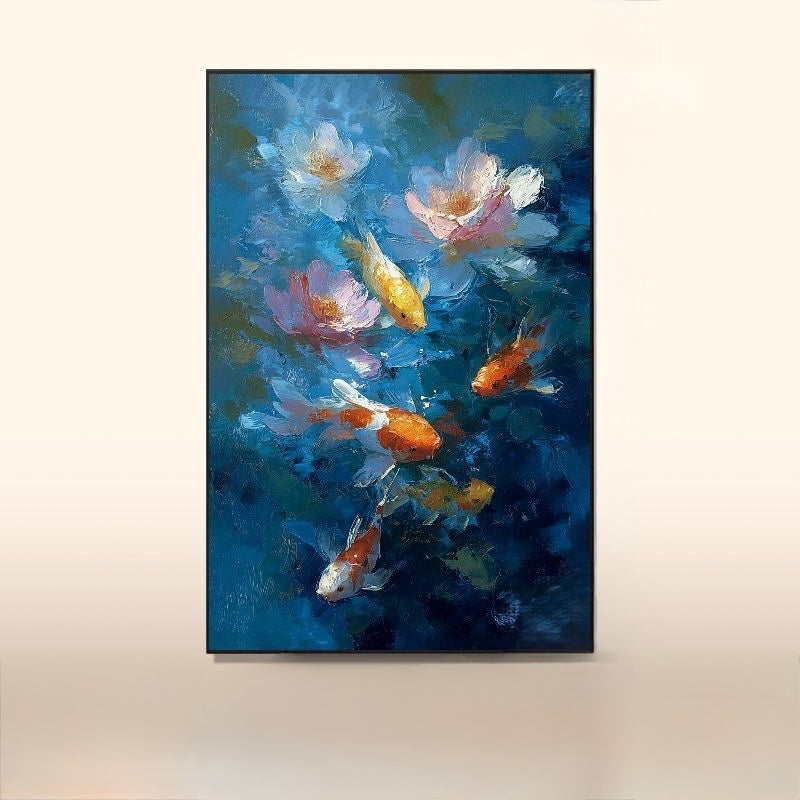 Koi Reverie — Lotus Pond in Impressionism, Canvas Art Print