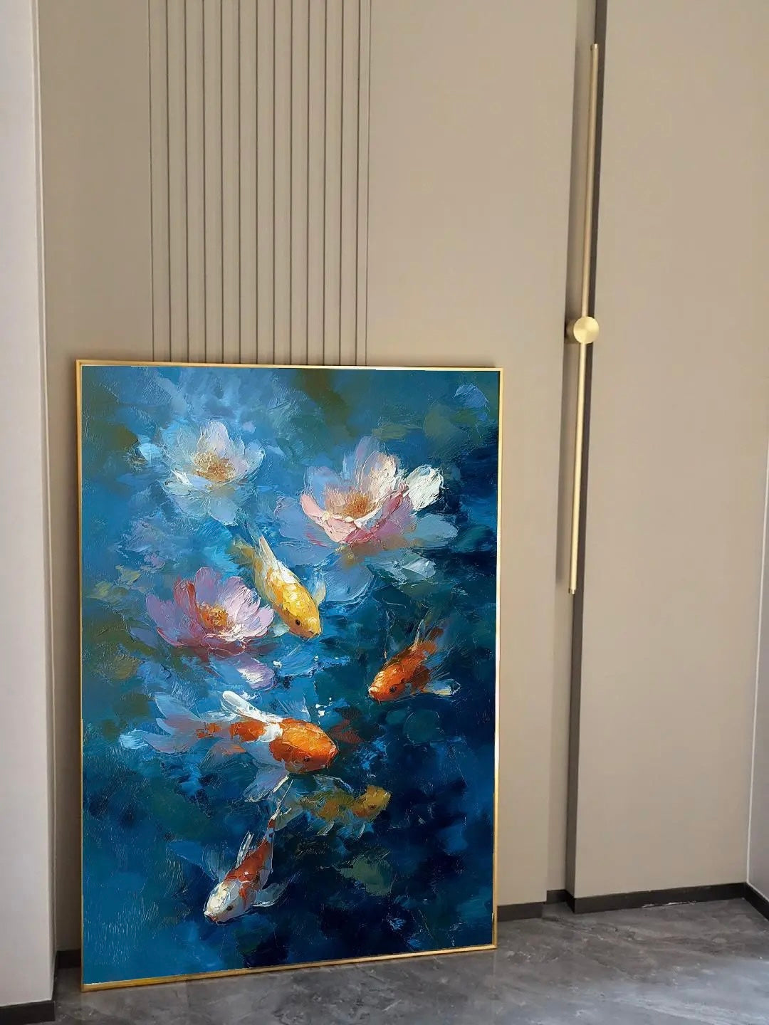 Koi Reverie — Lotus Pond in Impressionism, Canvas Art Print