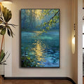 The Gilded Lake — Monet-Inspired Forest Reflection, Canvas Art Print